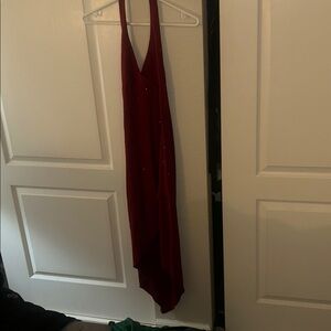 City Triangles Deep Red Backless Dress